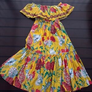 NWT Cara Cara Marta Yellow Red Floral Freesia Off The Shoulder Bardot 6